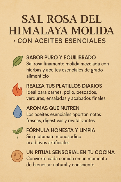 Sal del Himalaya Molida con aceites esenciales